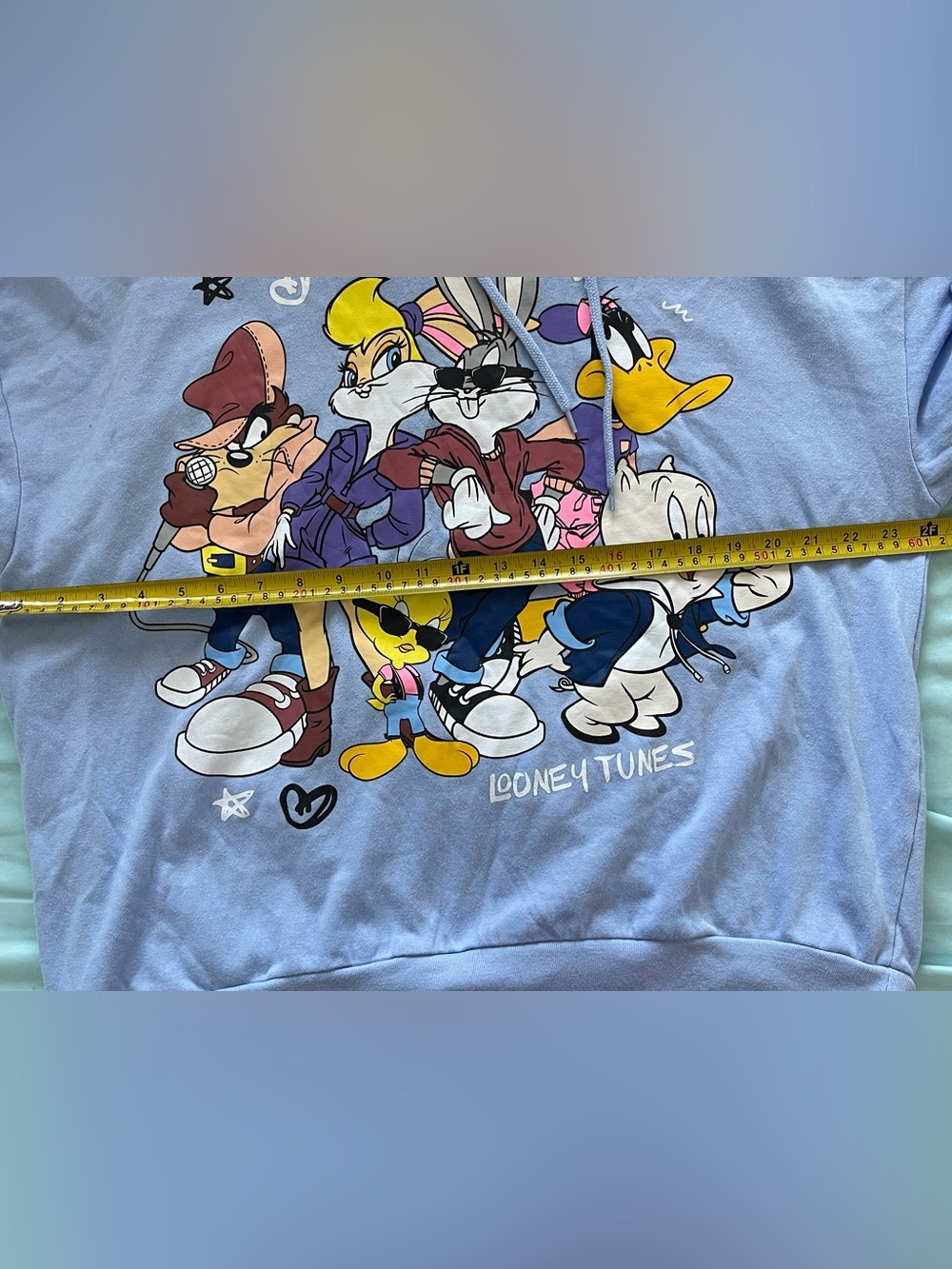 Warner Bros. Light Blue Looney Tunes Crewneck Hoodie Sweater - Men, Size XL - Picture 4 of 7